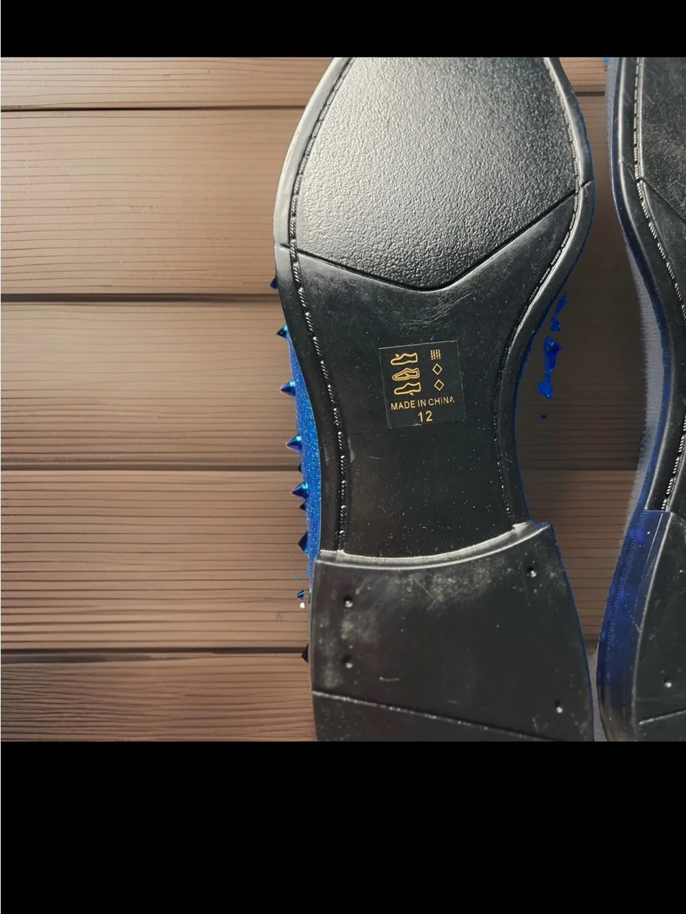 Terroni Men’s electric Blue Spike-Stud Slip-On Loafers